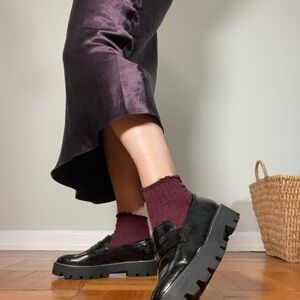 Franco Sarto black lug sole loafers size 8